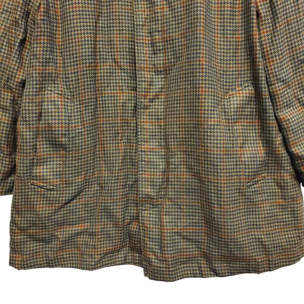Vintage AUSTIN REED Jacket Mens 42 REG Beige Brown REVERSIBLE Houndstooth Button